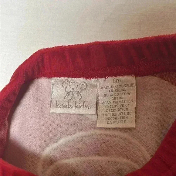 Koala Kids - velour footed Christmas baby pants. Size 6  months - Picture 2 of 3